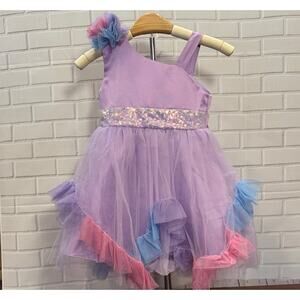 Elegant Princess Purple Party Dress 80 US 12-18 Months Tulle Bow Dress Sequin